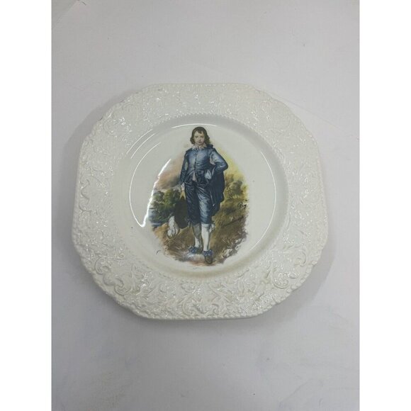 Burleigh Staffordshire Blue Boy Side Plate England Vintage China Ceramic - Picture 2 of 5